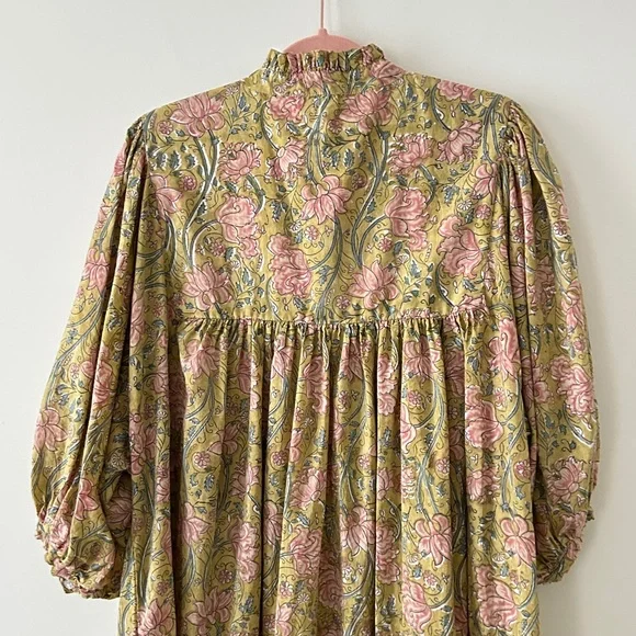 100% Cotton Green Floral Maxi Dress - Picture 11 of 16